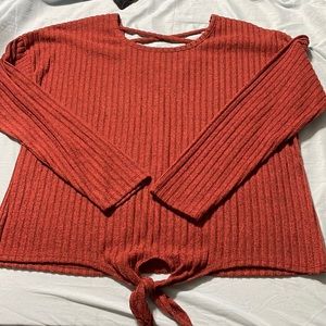 Burnt orange sweater tie bottom